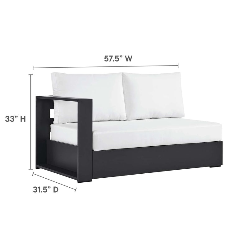 Loveseat blanco para exteriores de aluminio Neuba - Izquierdo Modular dimensiones.