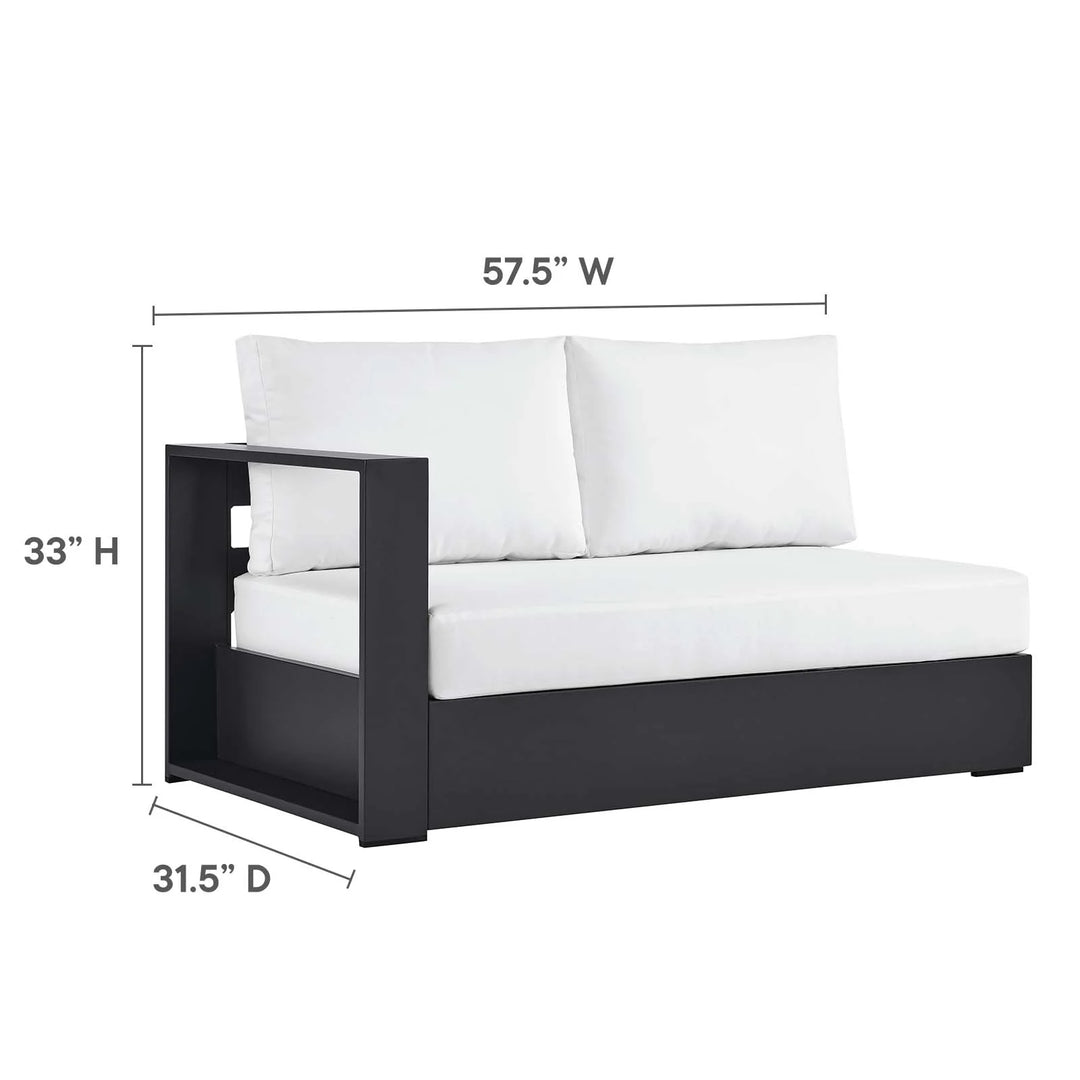 Loveseat blanco para exteriores de aluminio Neuba - Izquierdo Modular dimensiones.