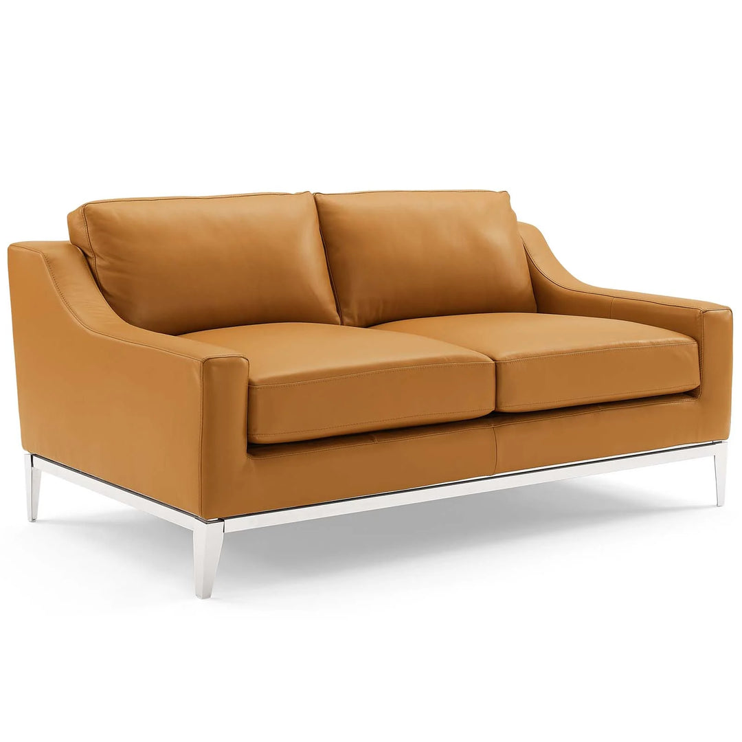 Loveseat de 64” de acero inoxidable y piel Ulan