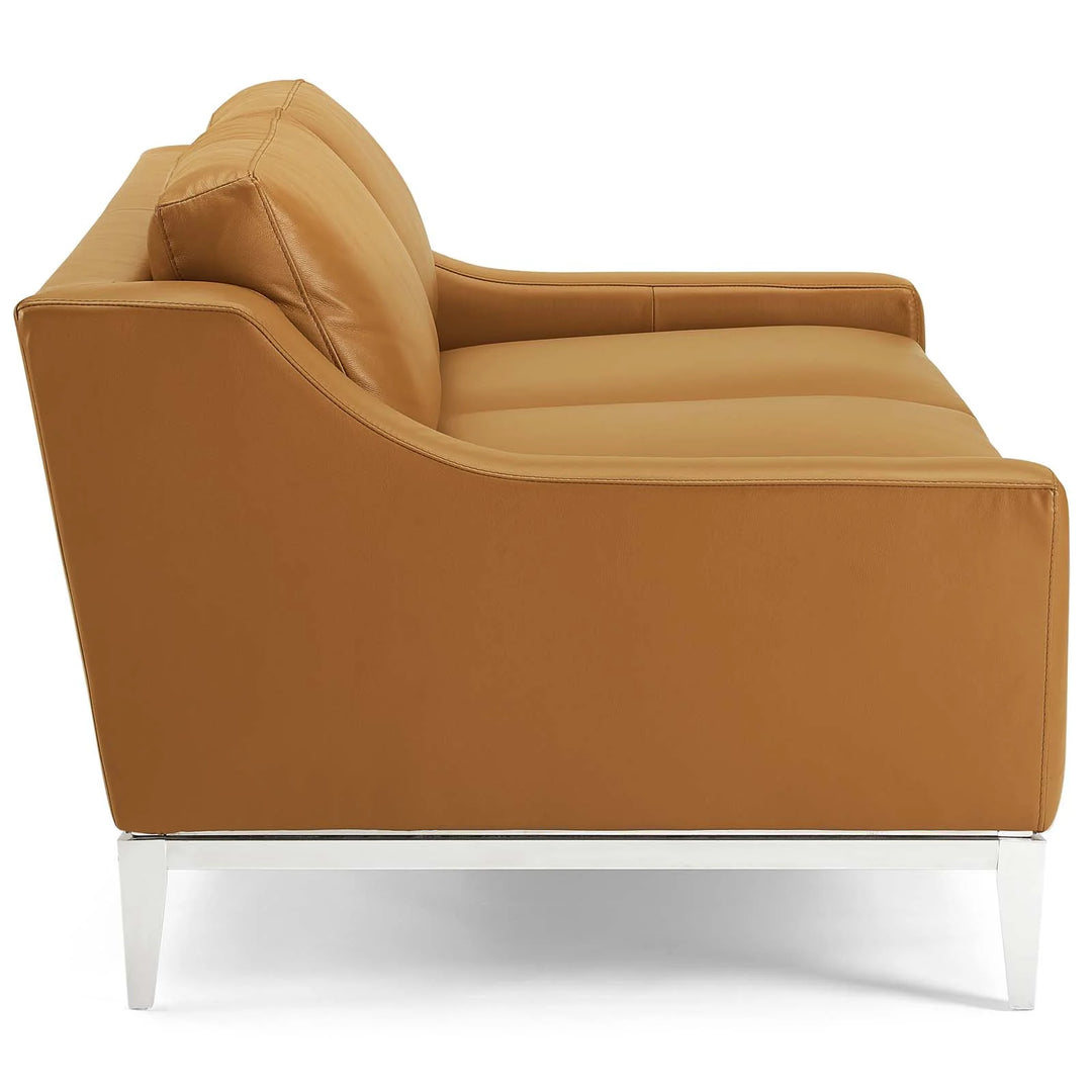 Loveseat de 64” de acero inoxidable y piel Ulan