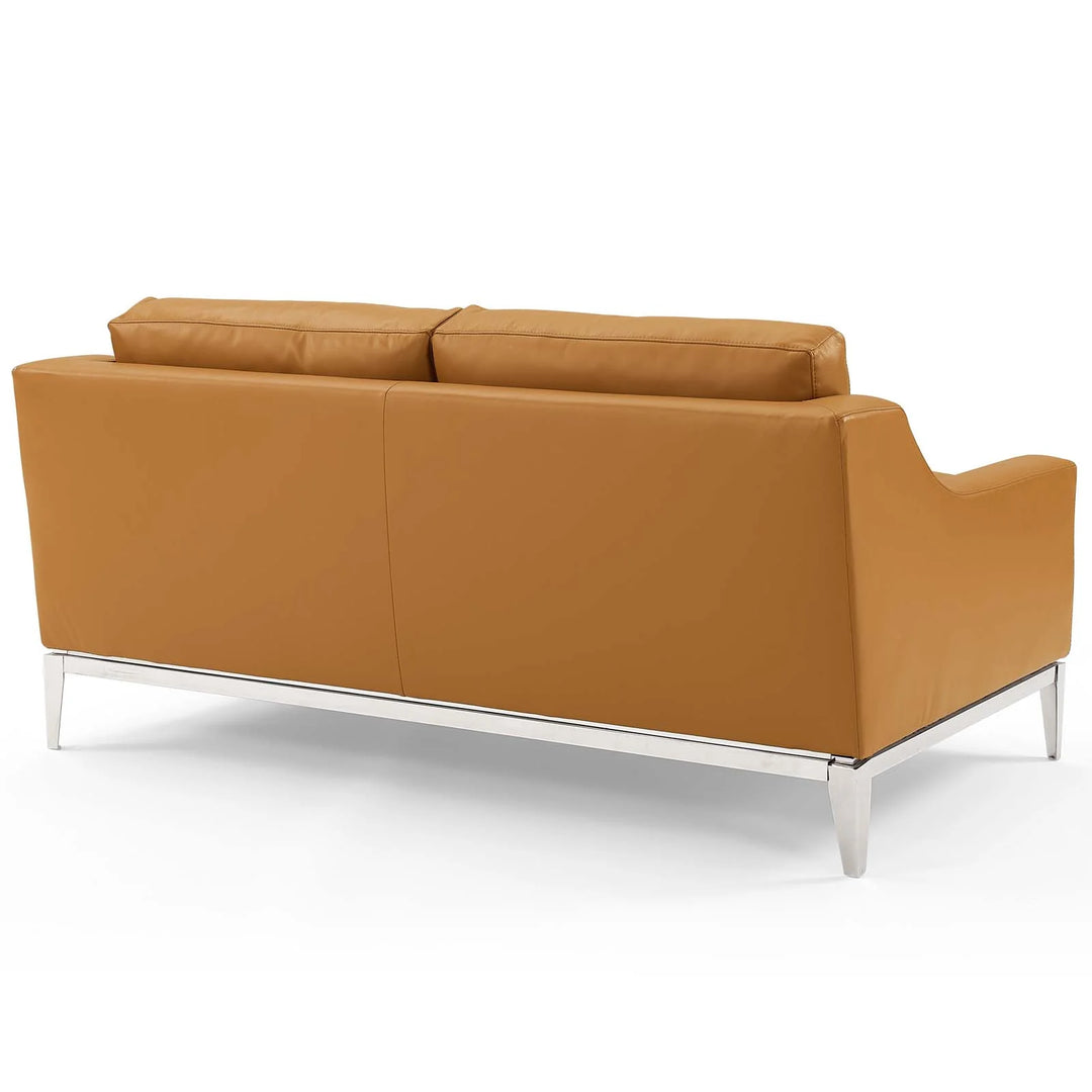 Loveseat de 64” de acero inoxidable y piel Ulan