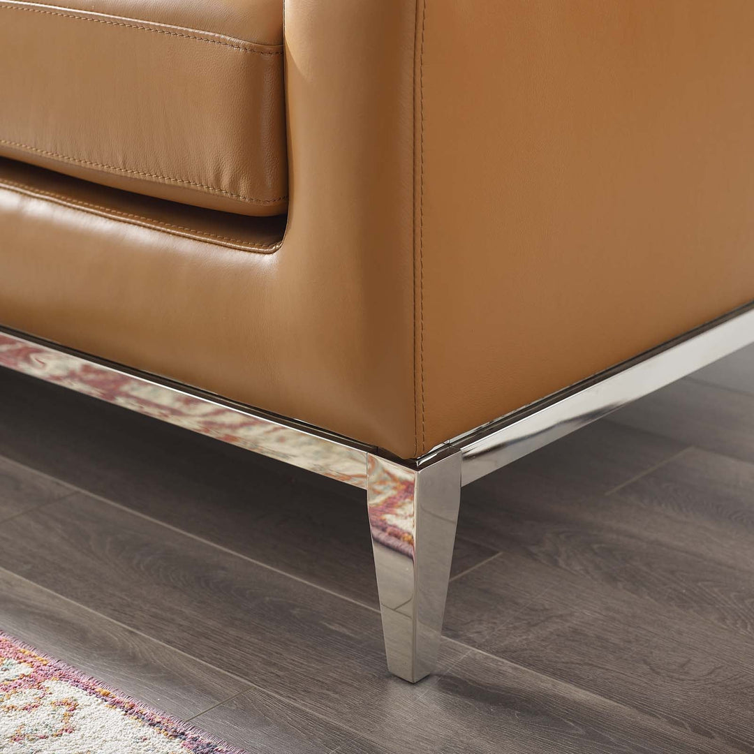 Loveseat de 64” de acero inoxidable y piel Ulan