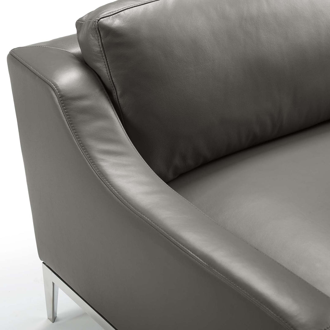 Loveseat de 64” de acero inoxidable y piel Ulan
