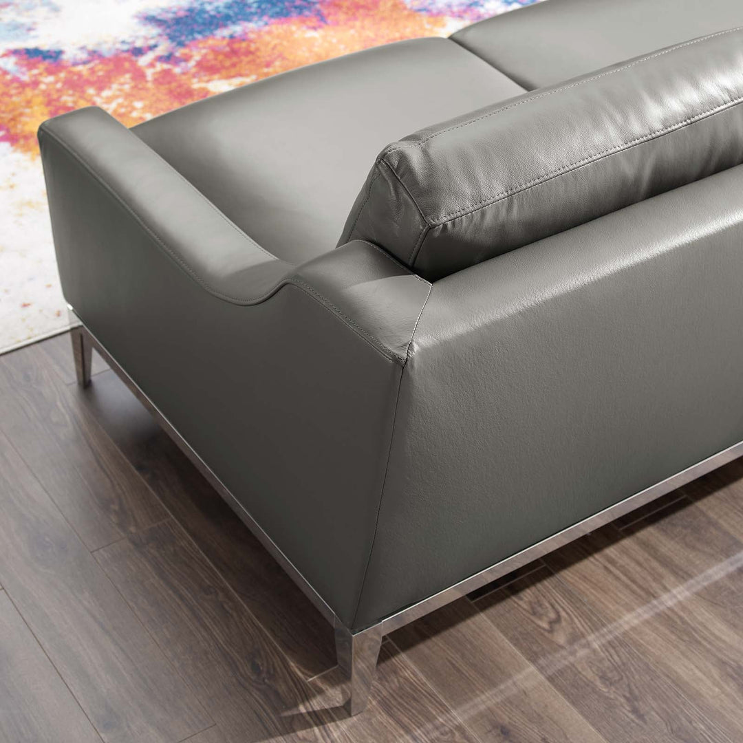 Loveseat de 64” de acero inoxidable y piel Ulan