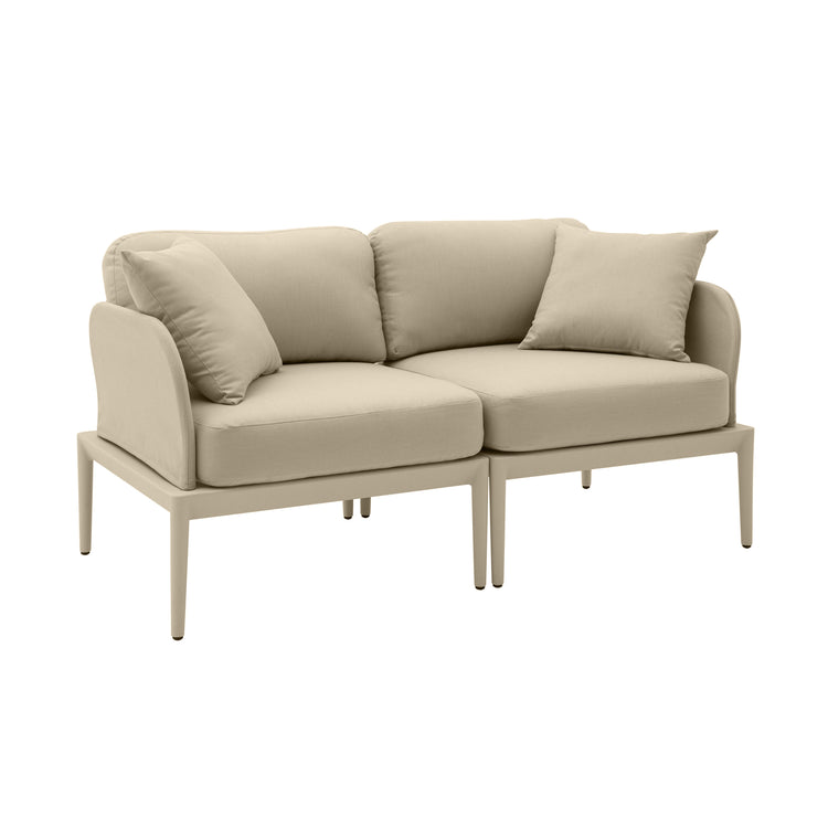 Loveseat de aluminio para exteriores Jade color beige.