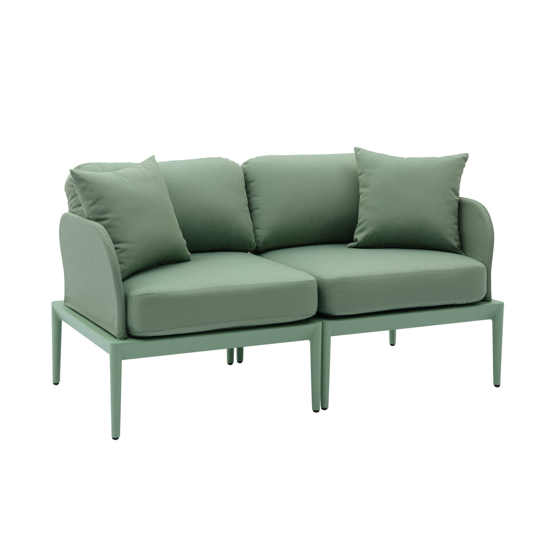 Loveseat de aluminio para exteriores Jade color verde.