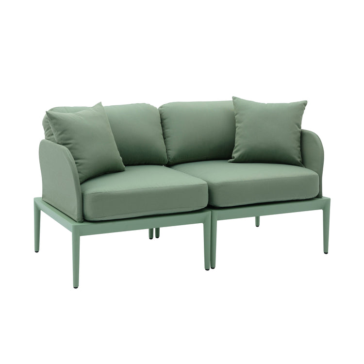 Loveseat de aluminio para exteriores Jade color verde.