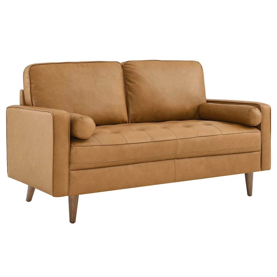 Loveseat de cuero Tanan color marrón claro.