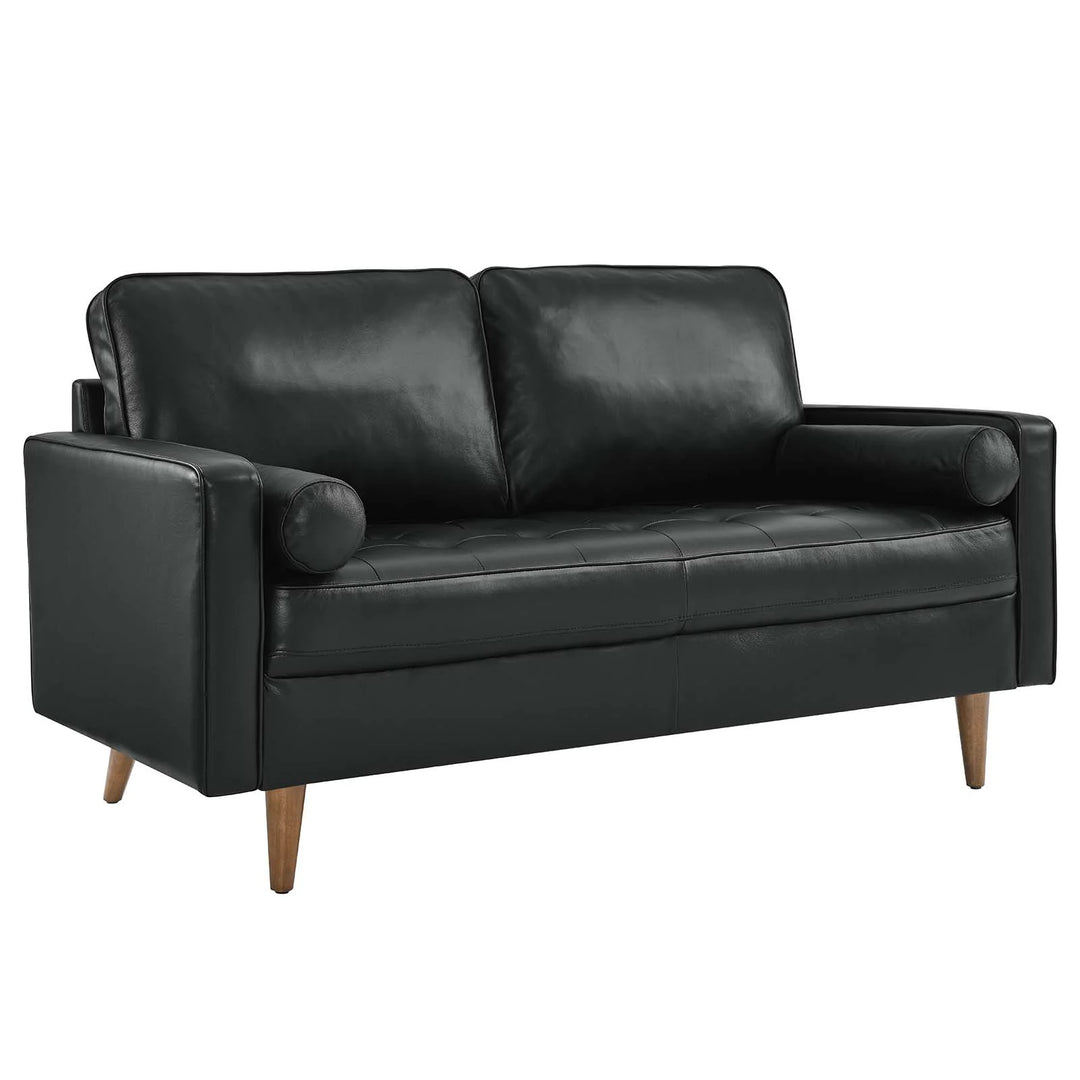 Loveseat de cuero Tanan color negro.