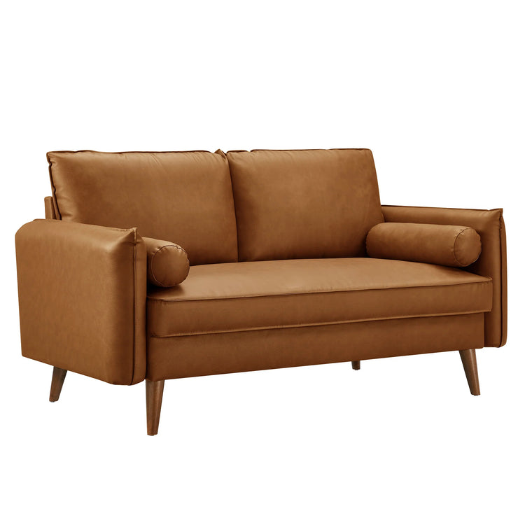 Loveseat de piel vegano Luso color bronceado.