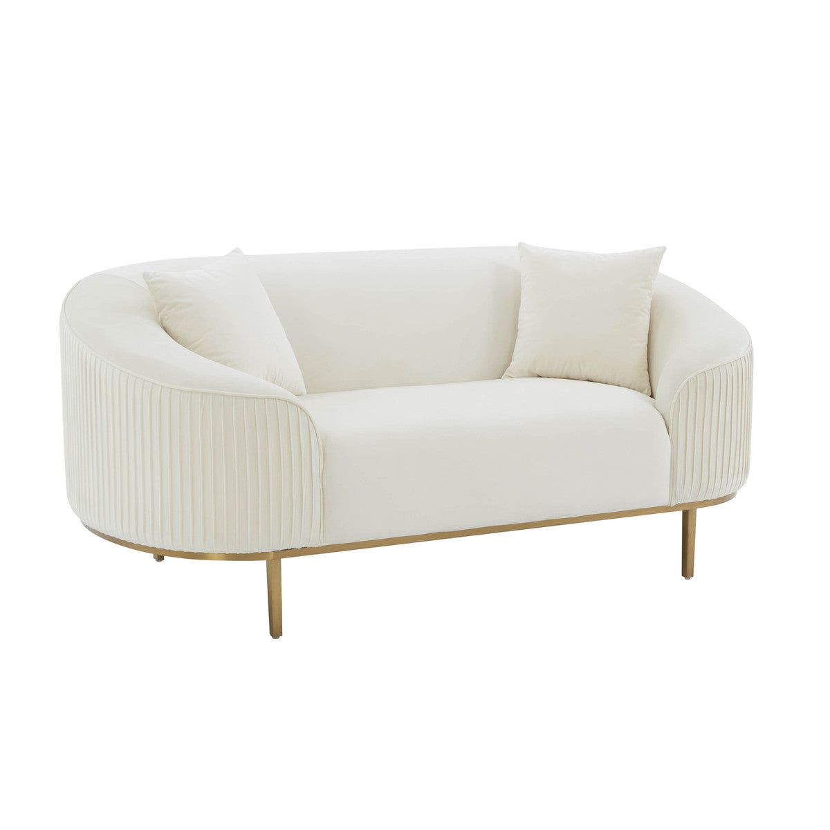 Loveseat de terciopelo plisado crema Ilonnka.