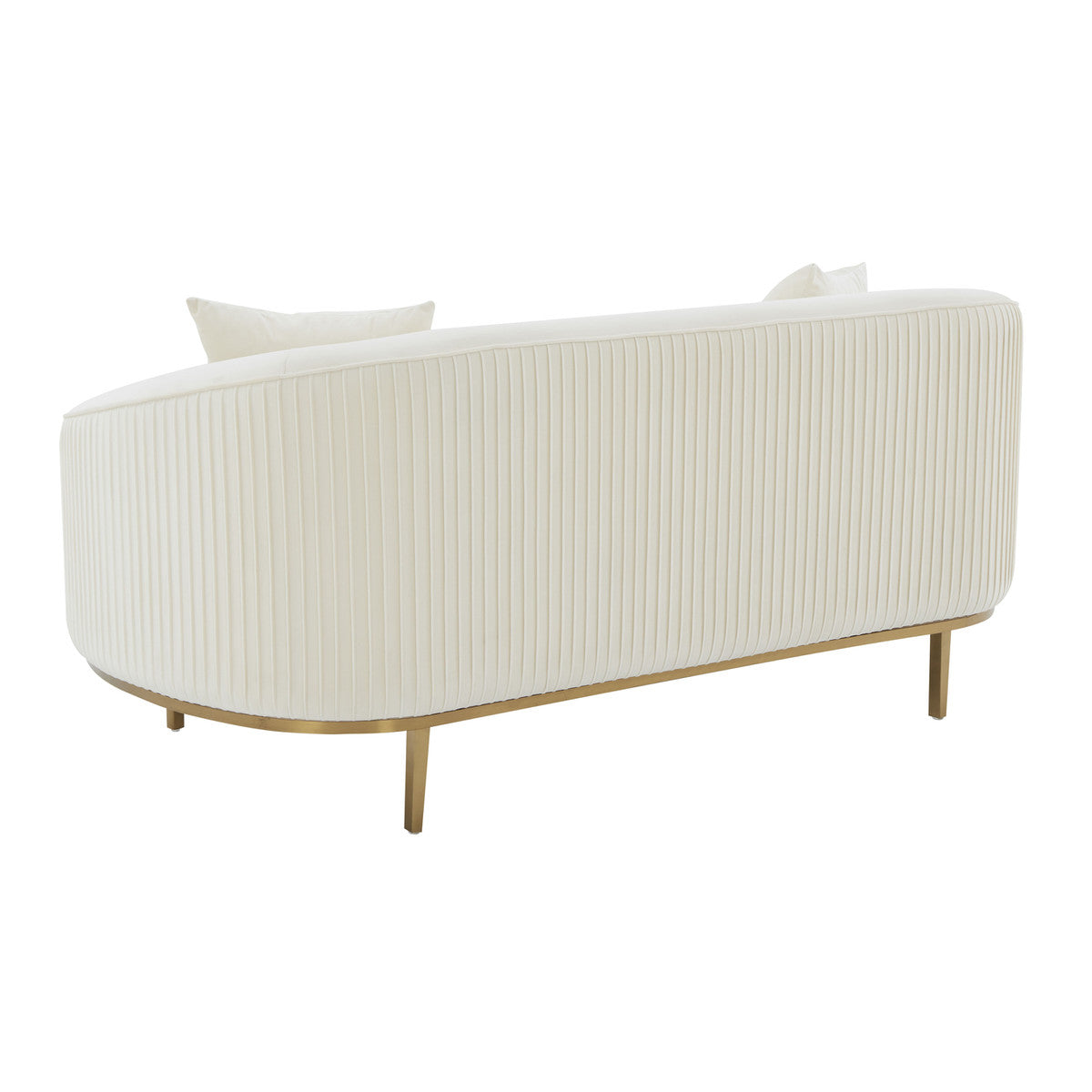 Loveseat de terciopelo plisado crema Ilonnka de atrás.