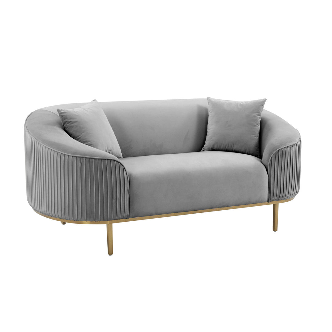 Loveseat de terciopelo plisado gris Ilonnka.