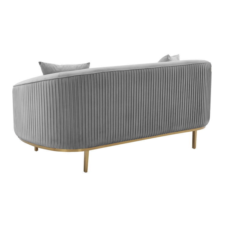 Loveseat de terciopelo plisado gris Ilonnka de atrás.
