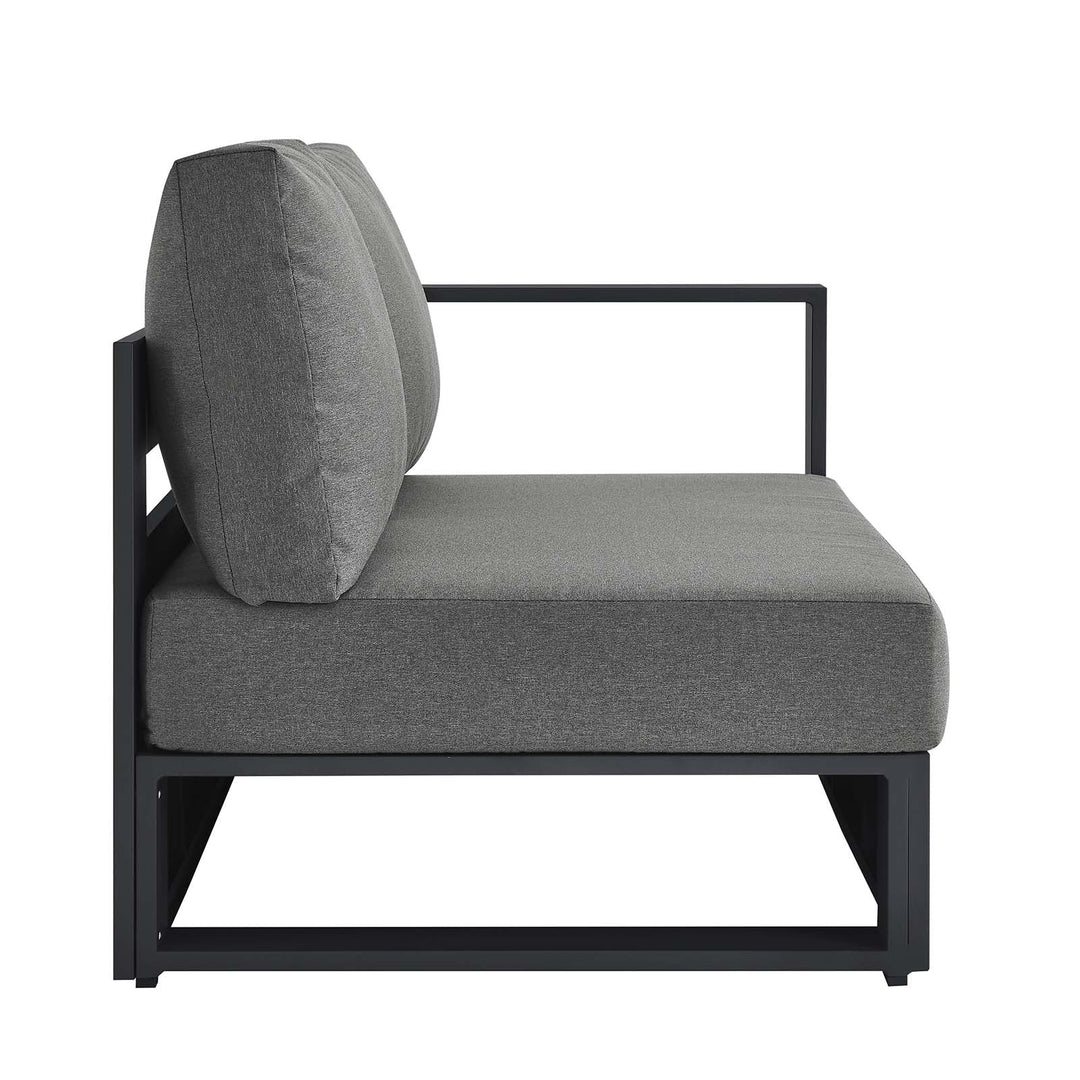 Loveseat gris oscuro para exteriores de aluminio Neuba - Derecho Modular de lado.