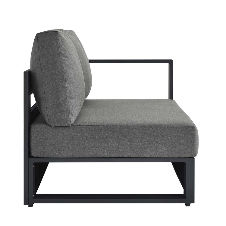 Loveseat gris oscuro para exteriores de aluminio Neuba - Derecho Modular de lado.