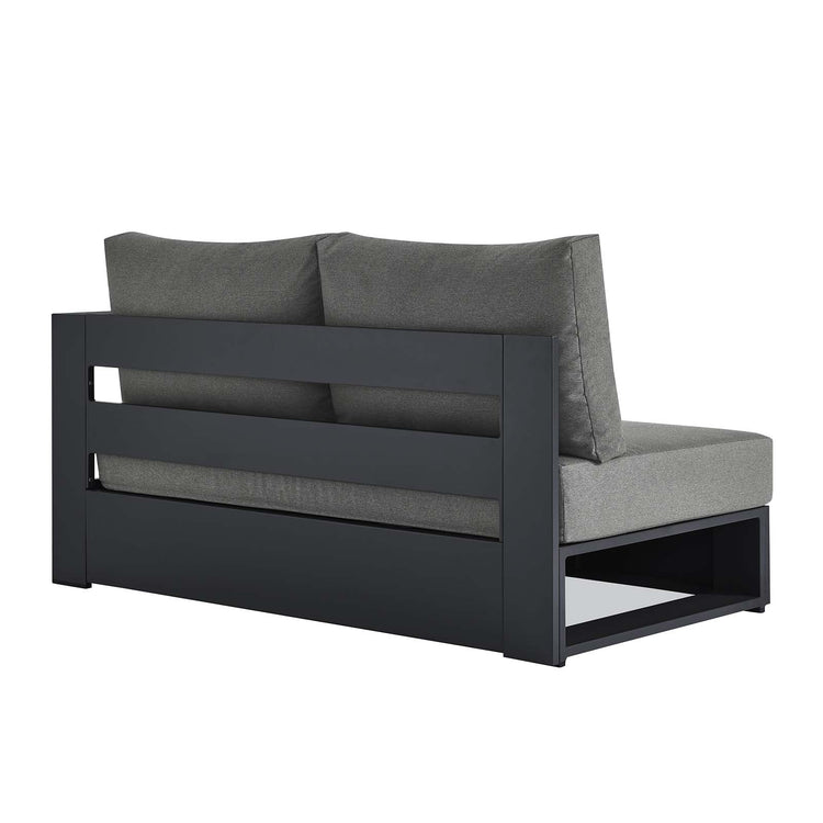 Loveseat gris oscuro para exteriores de aluminio Neuba - Derecho Modular de espaldas.