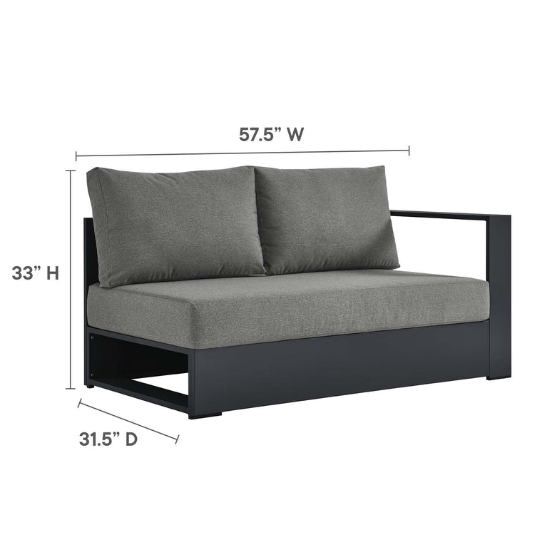 Loveseat gris oscuro para exteriores de aluminio Neuba - Derecho Modular dimensiones.