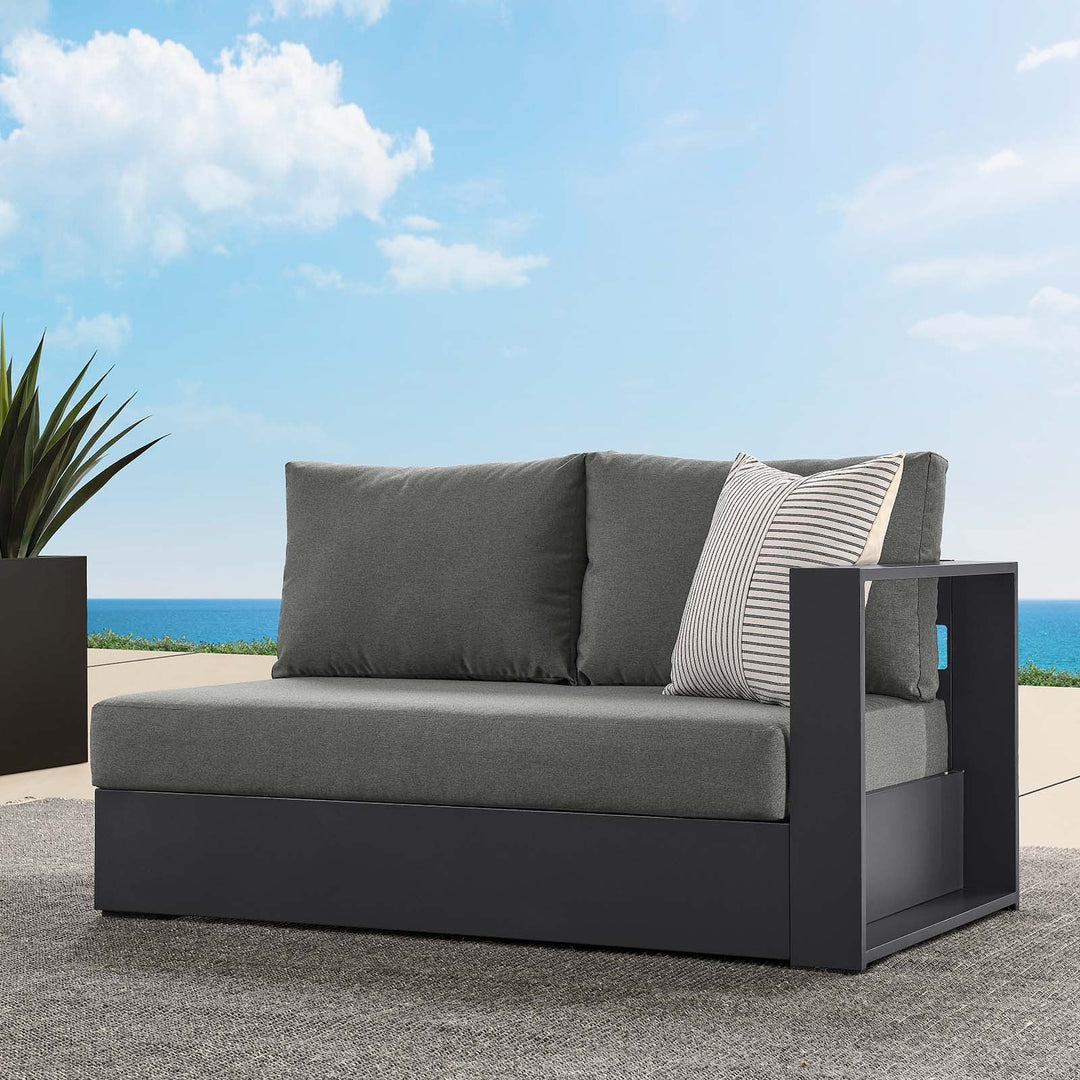 Loveseat gris oscuro para exteriores de aluminio Neuba - Derecho Modular en el exterior.