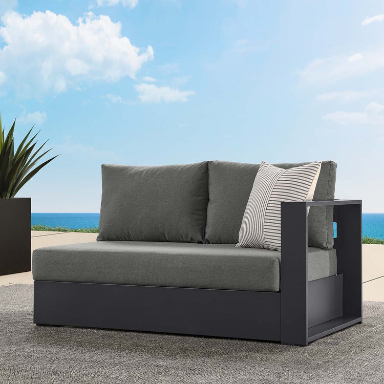 Loveseat gris oscuro para exteriores de aluminio Neuba - Derecho Modular en el exterior.