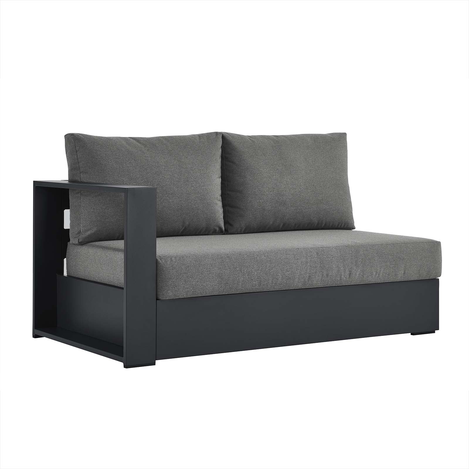 Loveseat gris oscuro para exteriores de aluminio Neuba - Izquierdo Modular.