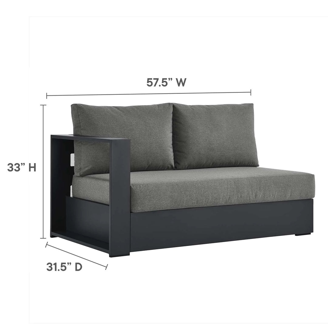 Loveseat gris oscuro para exteriores de aluminio Neuba - Izquierdo Modular dimensiones.