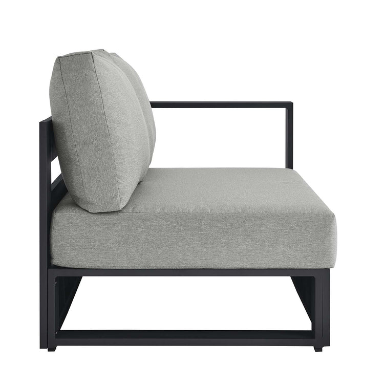 Loveseat gris para exteriores de aluminio Neuba - Derecho Modular de lado.