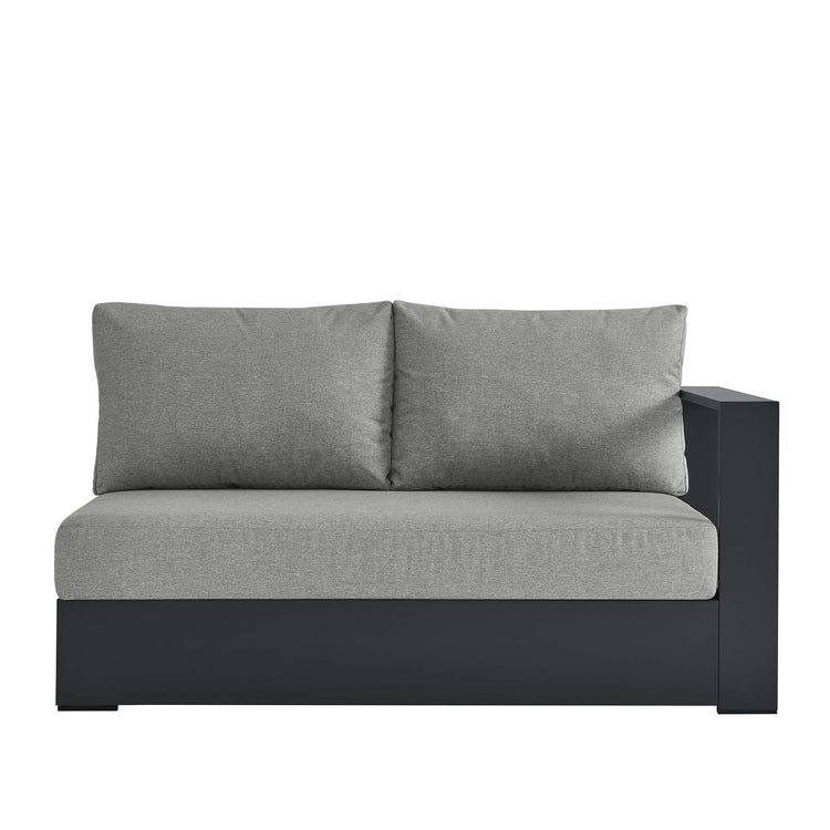 Loveseat gris para exteriores de aluminio Neuba - Derecho Modular de frente.