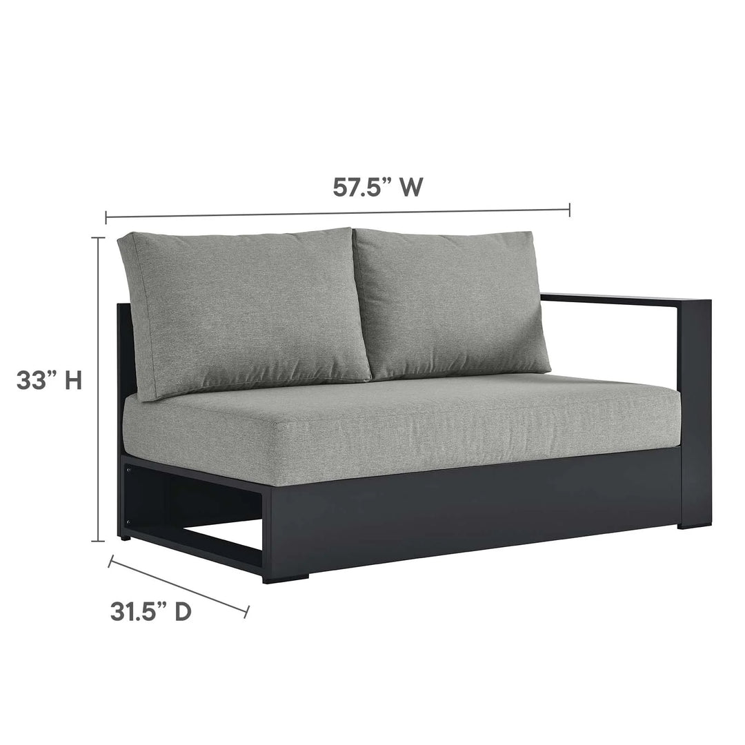 Loveseat gris para exteriores de aluminio Neuba - Derecho Modular dimensiones.