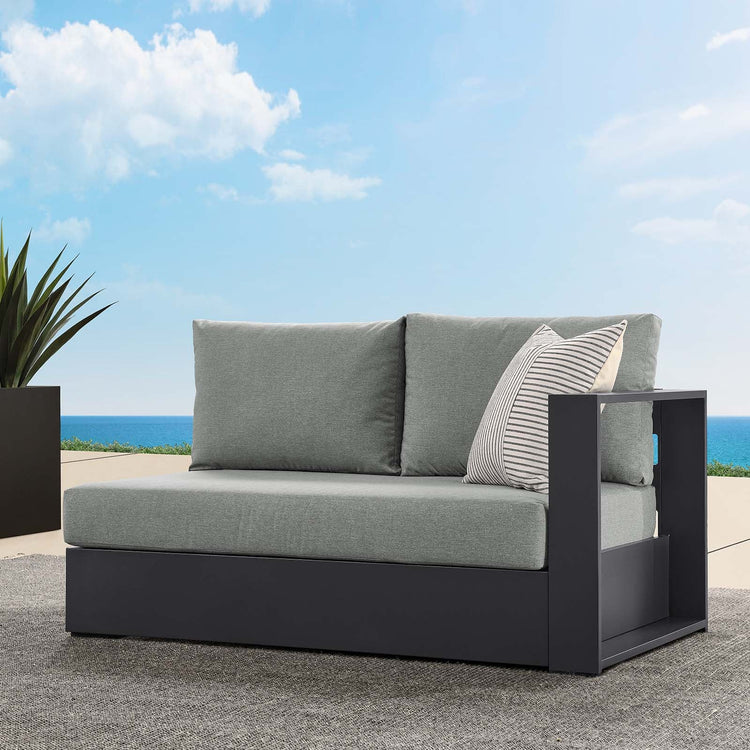 Loveseat gris para exteriores de aluminio Neuba - Derecho Modular en el exterior.