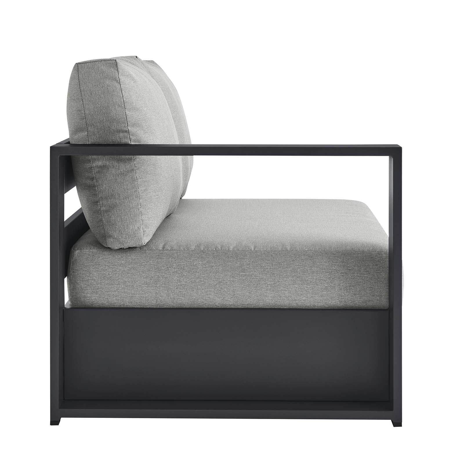 Loveseat gris para exteriores de aluminio Neuba - Izquierdo Modular de lado.