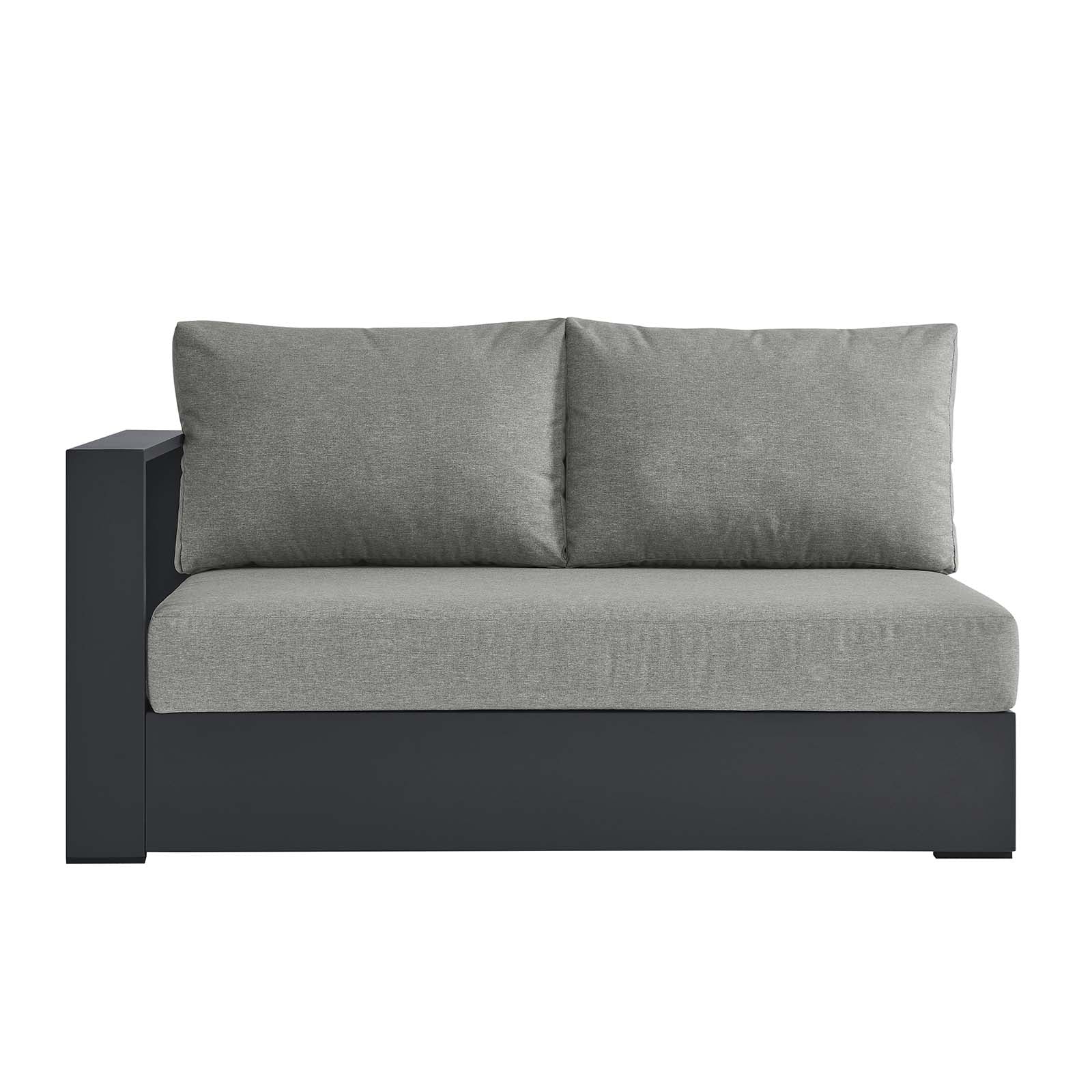 Loveseat gris para exteriores de aluminio Neuba - Izquierdo Modular de frente.