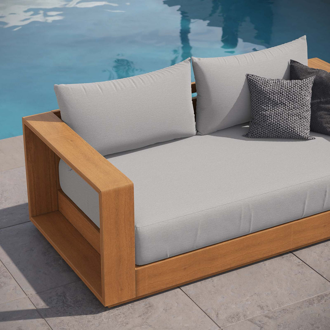 Loveseat para exterior de madera de acacia Neuba