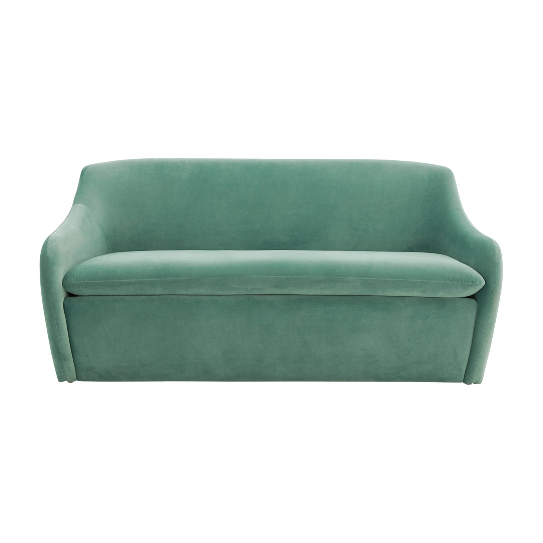 Loveseat sofá de dos plazas en terciopelo Mehdi color azul claro.