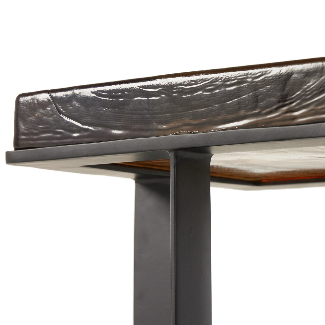 Mesa auxiliar con vidrio fundido color ámbar ahumado Kutani