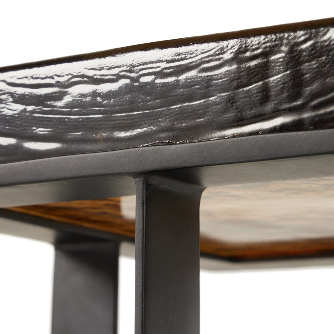 Mesa auxiliar con vidrio fundido color ámbar ahumado Kutani