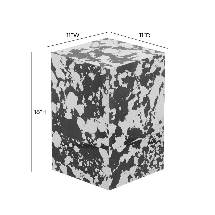 Mesa auxiliar de resina negro y blanco Rigo dimensiones.