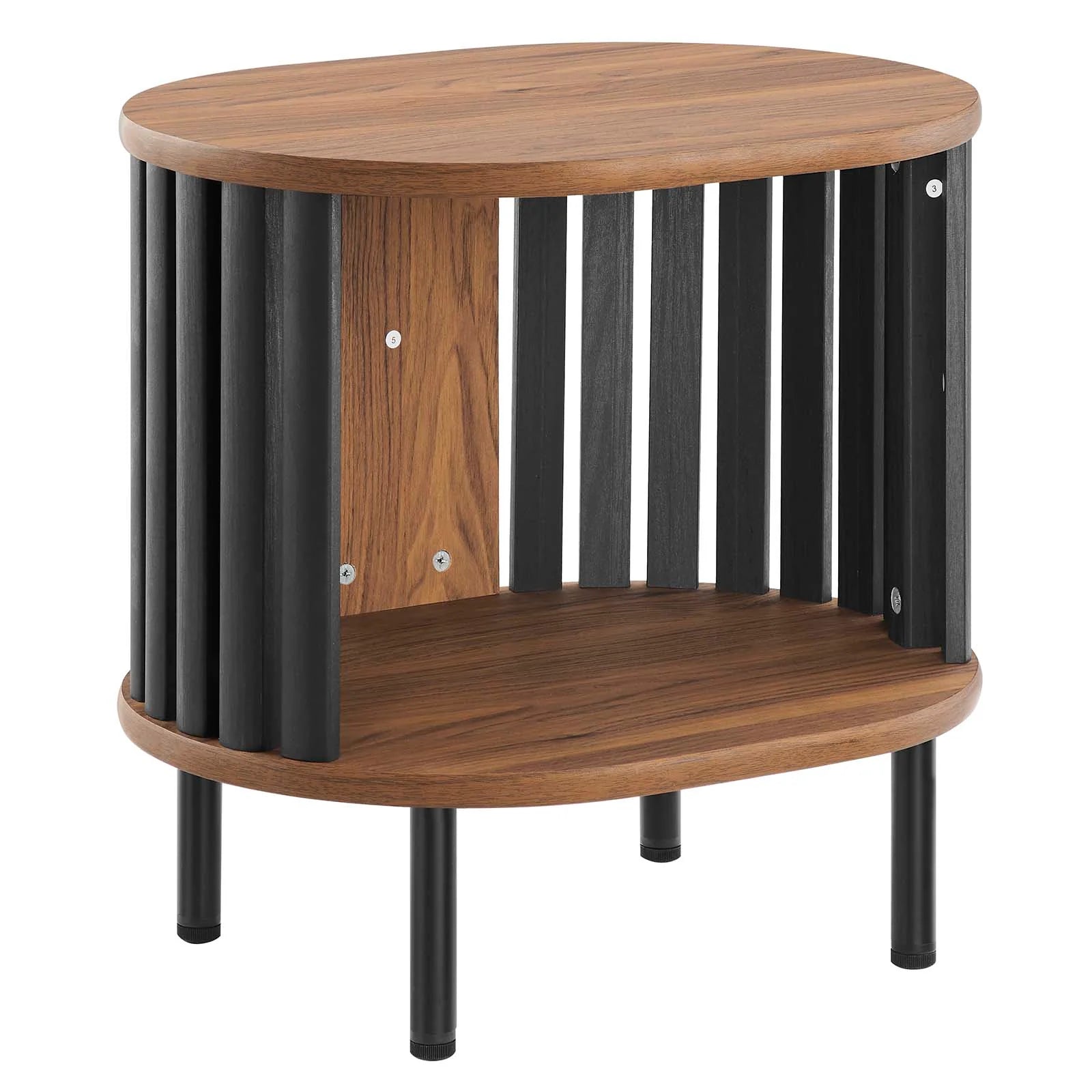 Mesa auxiliar negra ovalada de madera color nogal Veron.