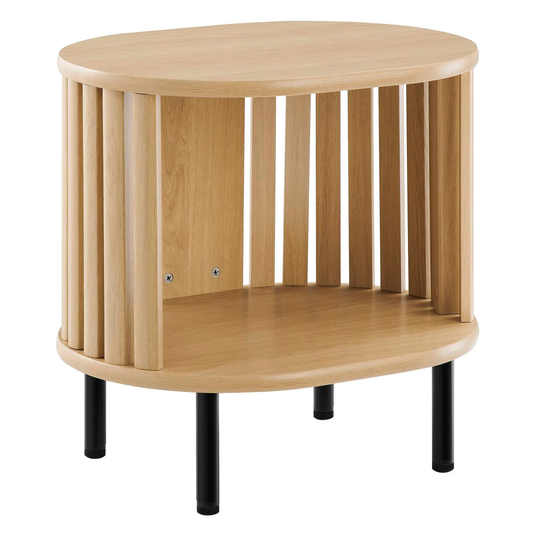 Mesa auxiliar ovalada de madera color roble Veron.