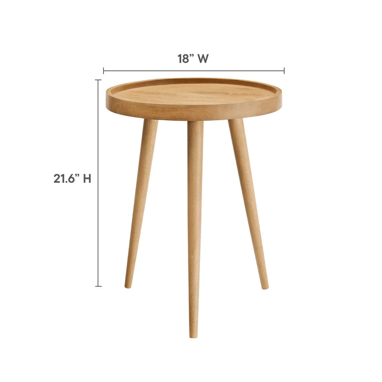 Mesa auxiliar redonda de madera color natural Stewie  dimensiones.