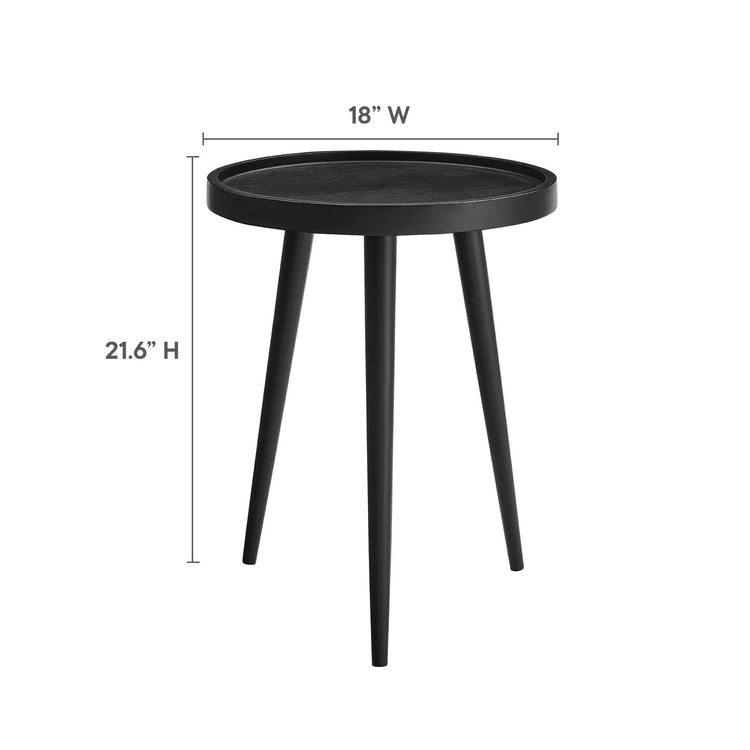 Mesa auxiliar redonda de madera color negro Stewie  dimensiones.