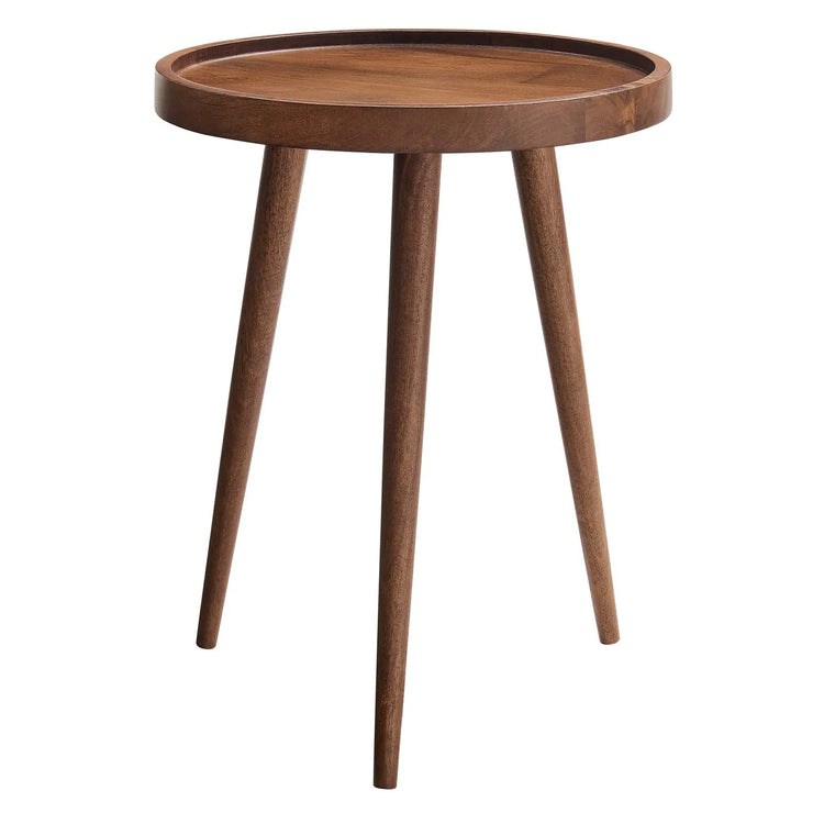Mesa auxiliar redonda de madera color nogal Stewie.