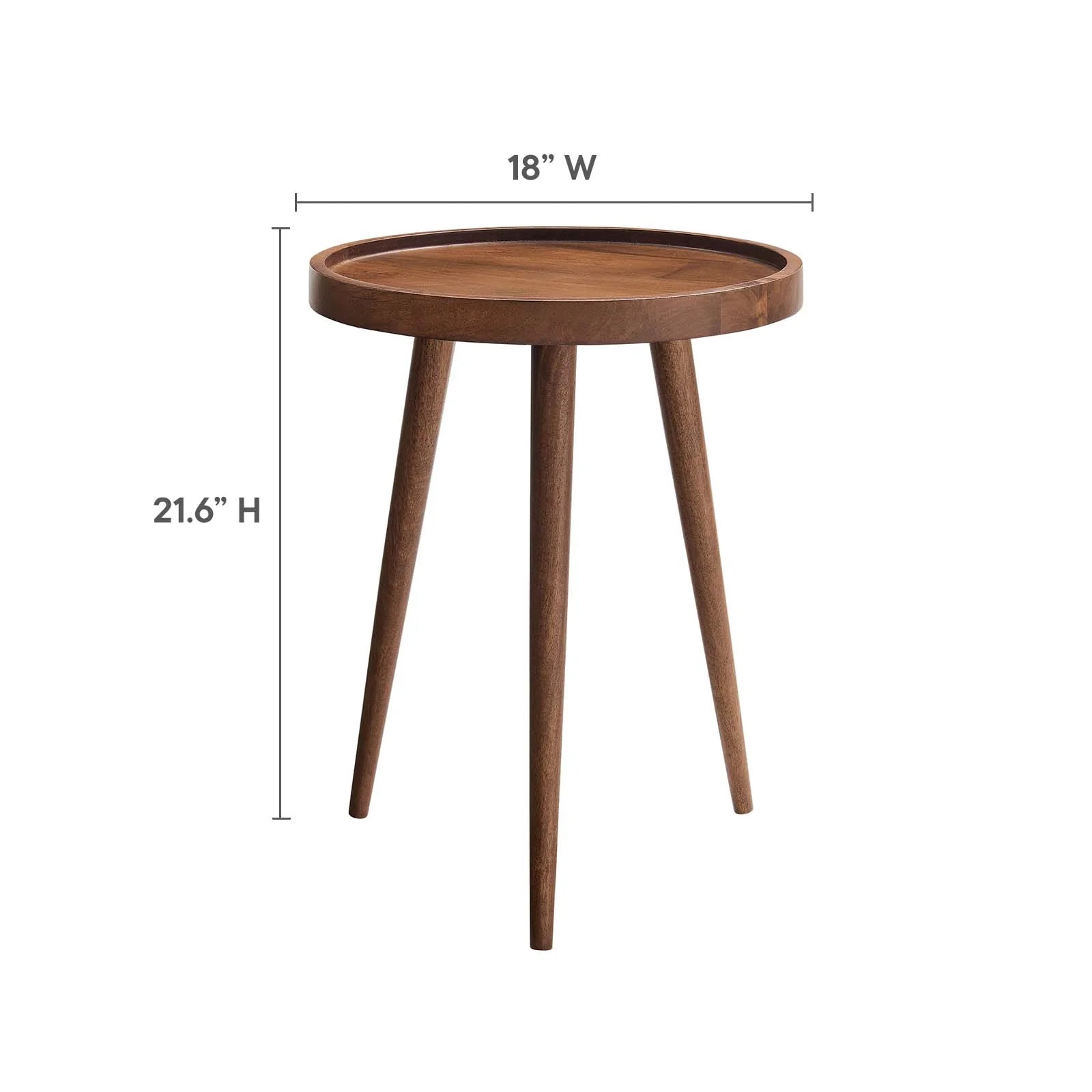 Mesa auxiliar redonda de madera color nogal Stewie dimensiones.