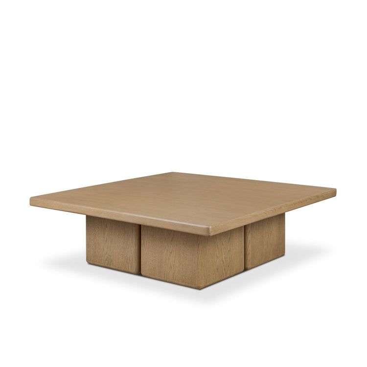 Mesa de centro Georgie de madera de roble grueso.