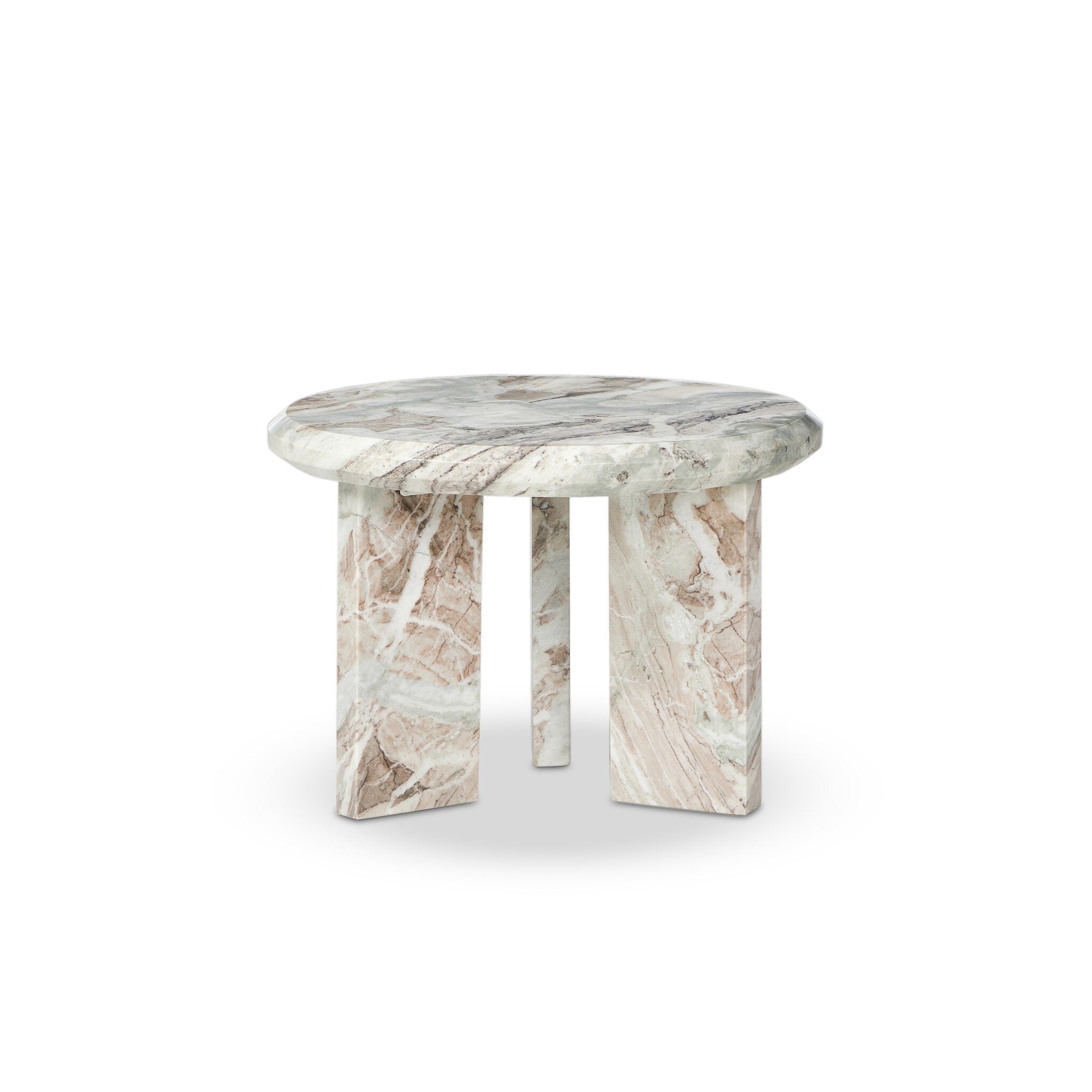 Mesa de centro chica de mármol crema topo sólido Johnson.