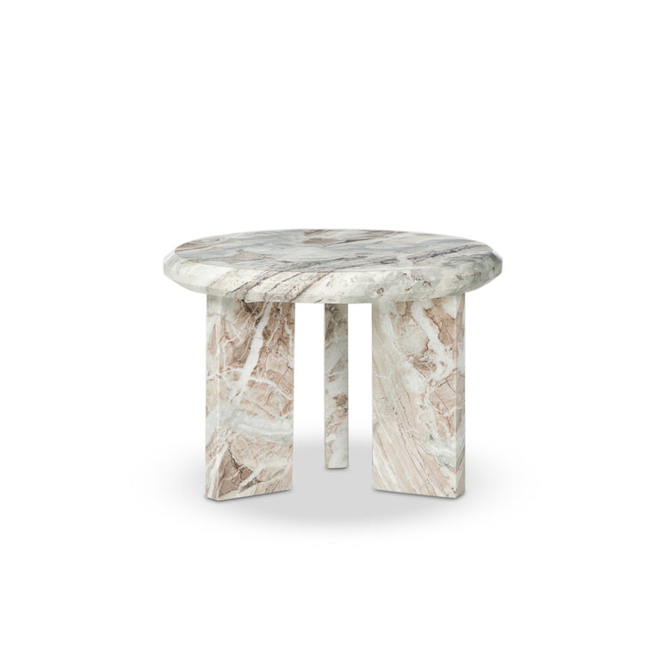 Mesa de centro chica de mármol crema topo sólido Johnson.