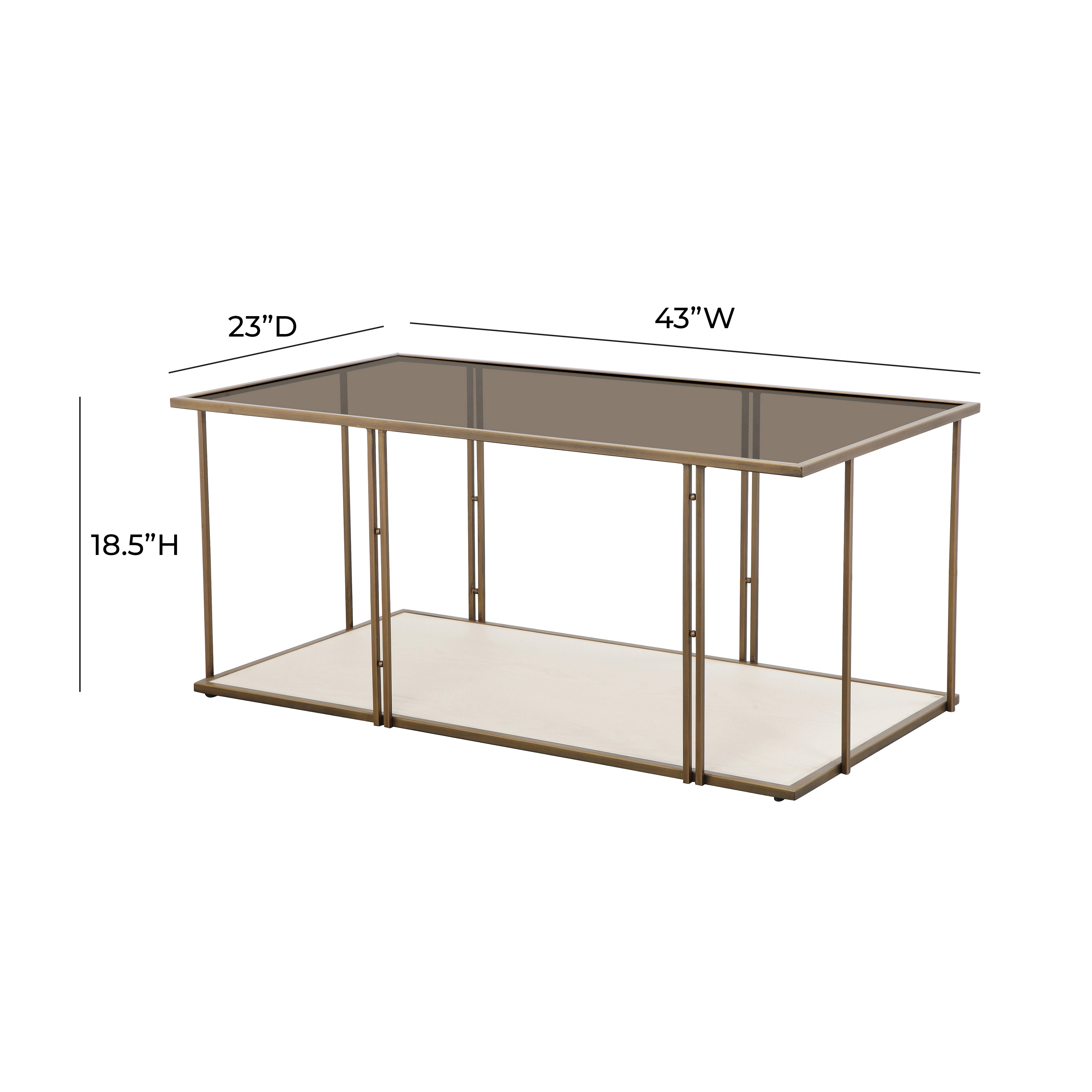 Mesa de centro con vidrio ahumado color café crema Irene dimensiones.
