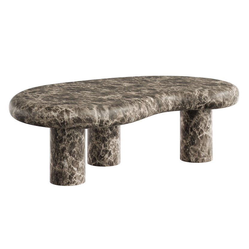 Mesa de centro con forma de riñón para exteriores Eithan color mármol negro emperador.