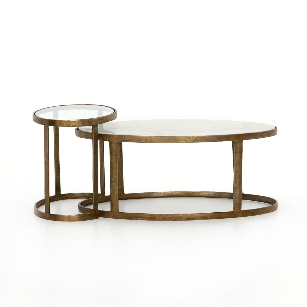 Mesa de centro con mármol y aluminio Kiana.
