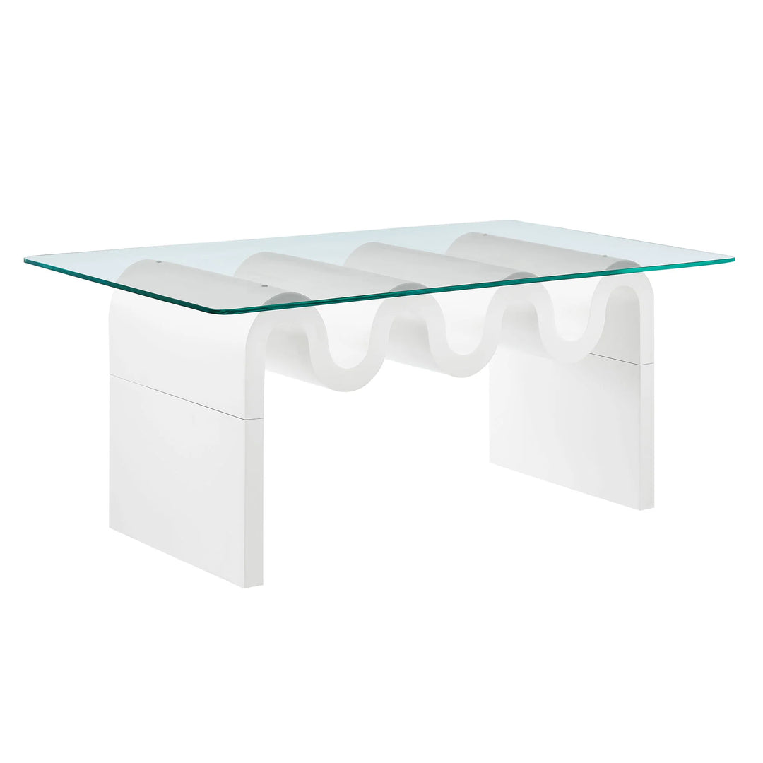 Mesa de centro con vidrio templado Oliver color blanco.